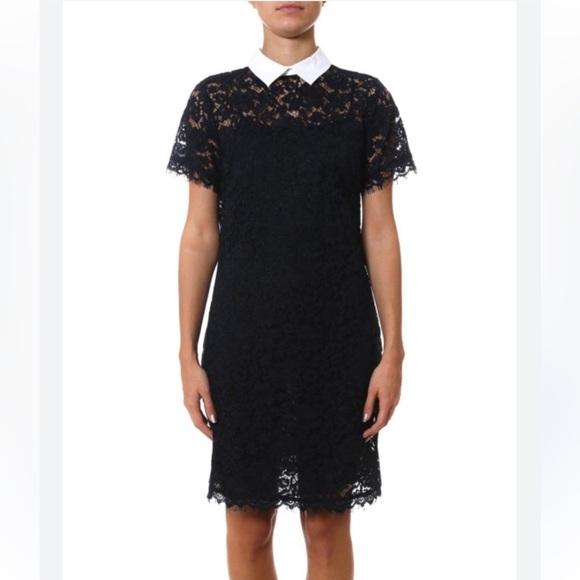 Lauren Ralph Lauren Black Lace Collared Dress - Picture 1 of 13